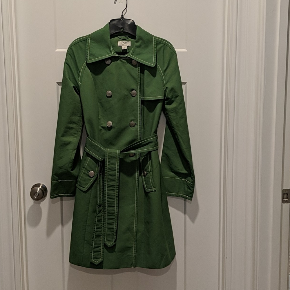 Loft green trenchcoat size 2